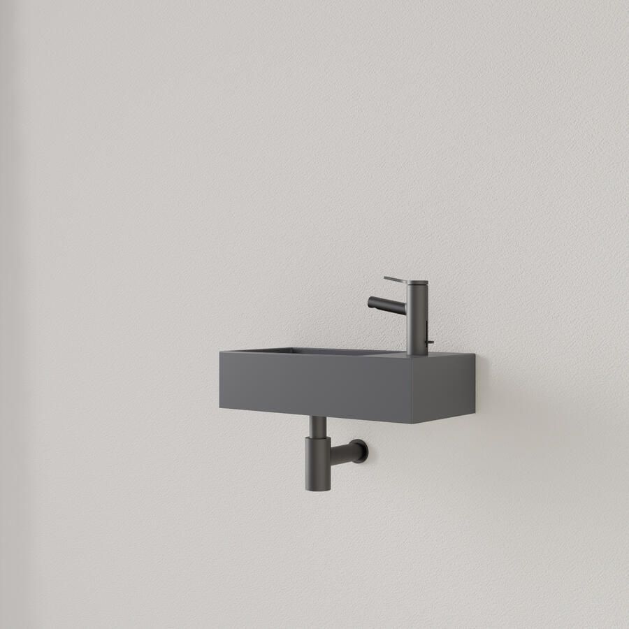 Gliss Design Fontein Nano 36x18x9 cm 1 Kraangat Rechts Leigrijs