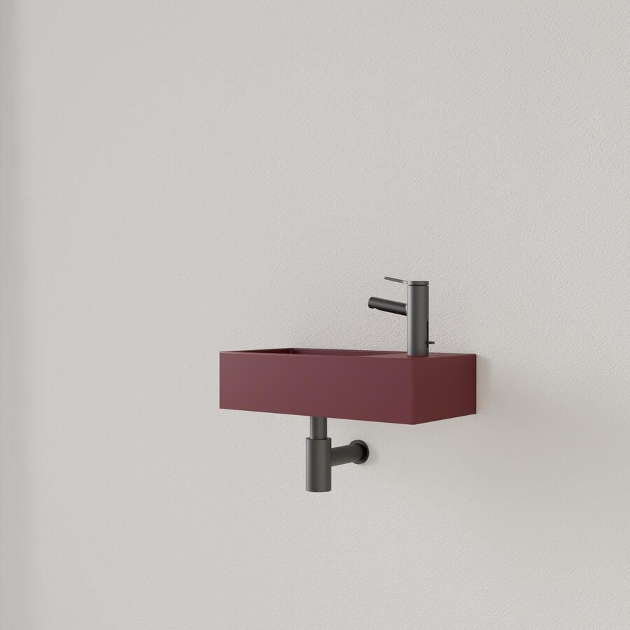 Gliss Design Fontein Nano 36x18x9 cm 1 Kraangat Rechts Mat Wijn Rood