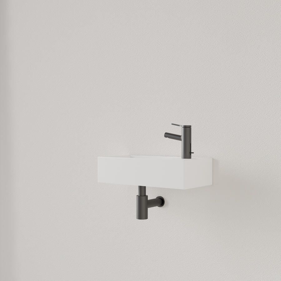 Gliss Design Fontein Nano 36x18x9 cm 1 Kraangat Rechts Hooglans Wit