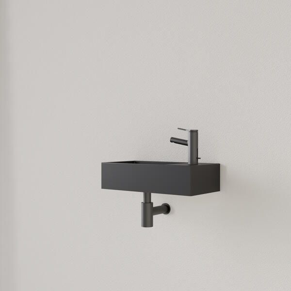 Gliss Design Fontein Nano 36x18x9 cm 1 Kraangat Rechts Mat Zwart