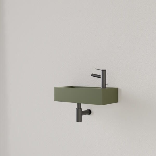 Gliss Design Fontein Nano 36x18x9 cm 1 Kraangat Rechts Olijf Groen