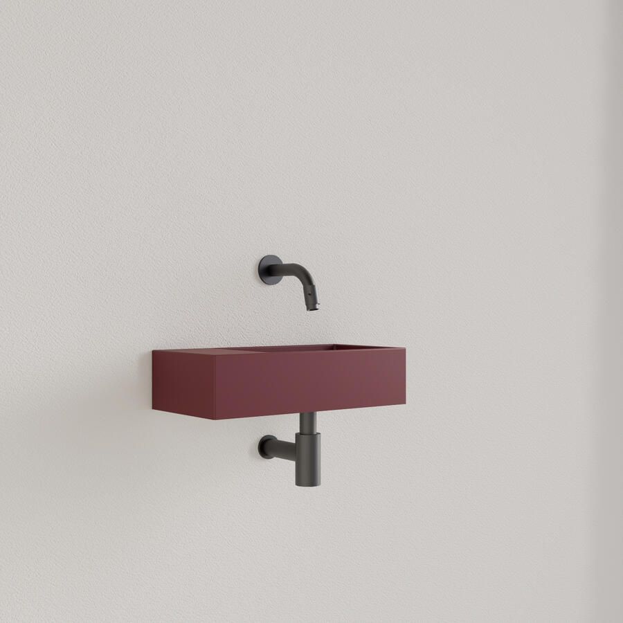 Gliss Design Fontein Nano 36x18x9 cm Zonder Kraangat Links Mat Wijn Rood