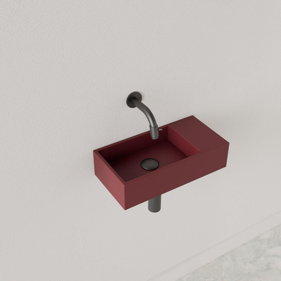 Gliss Design Fontein Nano 36x18x9 cm Zonder Kraangat Rechts Mat Wijn Rood