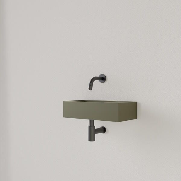 Gliss Design Fontein Nano 36x18x9 cm Zonder Kraangat Rechts Olijf Groen