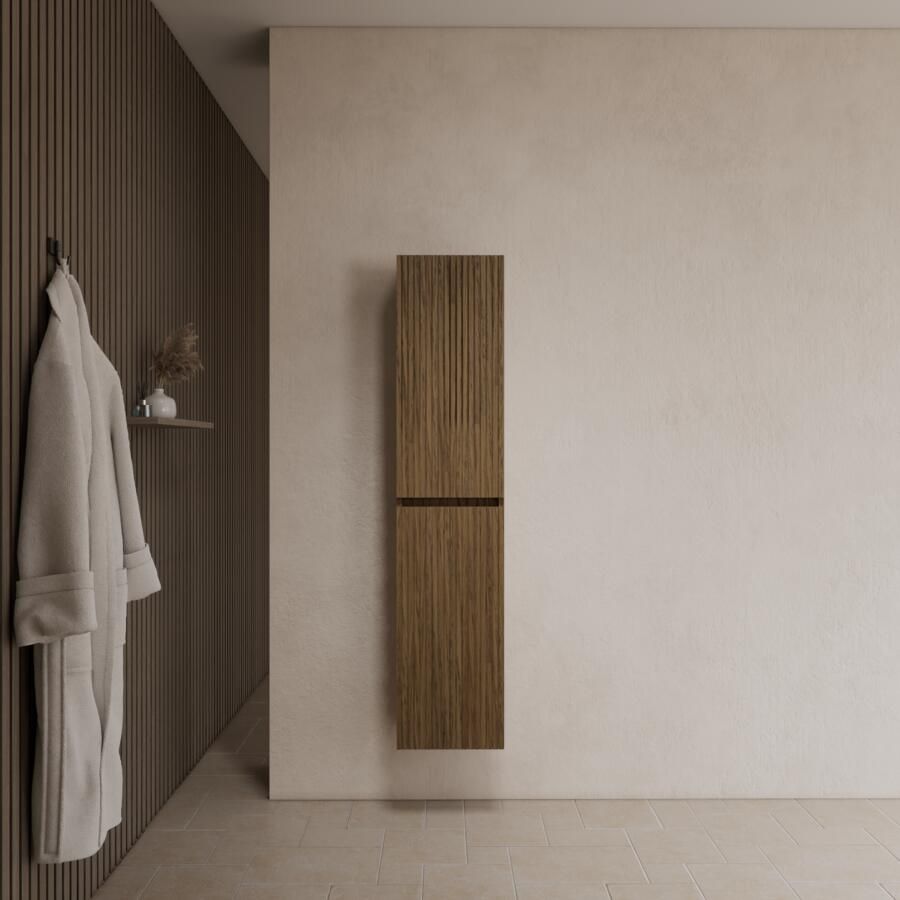 Gliss Design Timotheus kolomkast met ribbelfront 160cm castle brown
