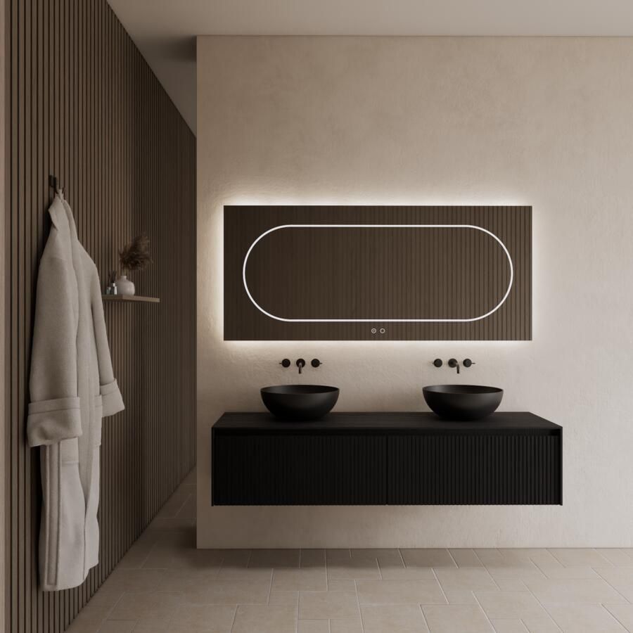 Gliss Design Onderkast Timotheus 160 CM 2 Lades Incl Topplaat Black Veneer