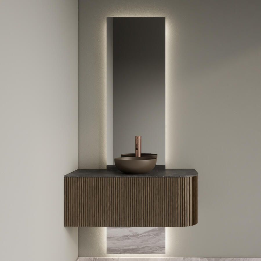 Gliss Design Spiegel Celeste Tweedelig Met LED Verlichting en Verwarming 50x120 + 50x25 cm