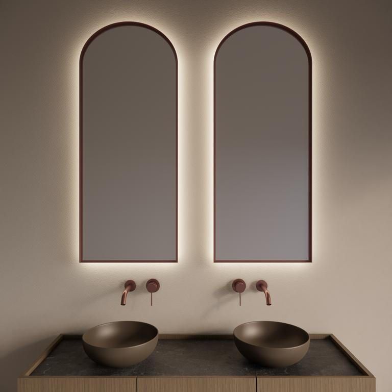 Gliss Design Spiegel Delta met Indirecte LED Verlichting en Verwarming 50x120cm Koper Rose