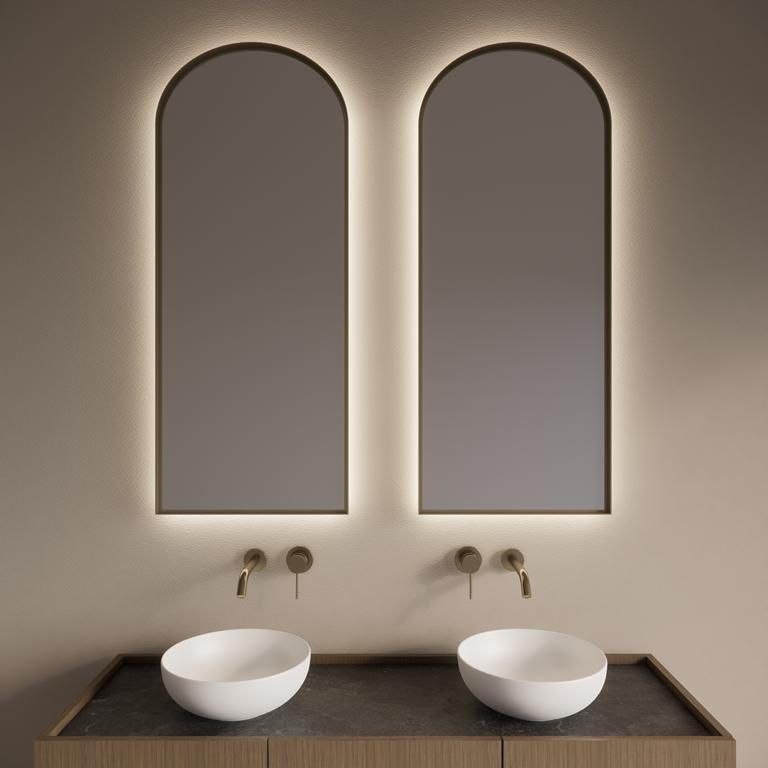 Gliss Design Spiegel Delta met Indirecte LED Verlichting en Verwarming 50x120cm Mat Goud