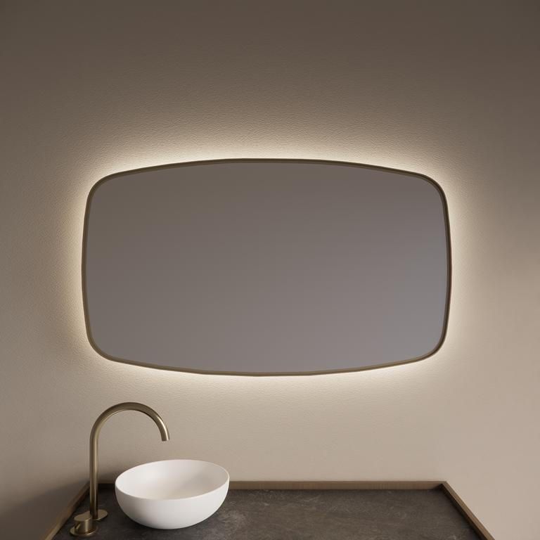 Gliss Design Spiegel Epos met Indirecte LED Verlichting en Verwarming 160x70cm Mat Goud