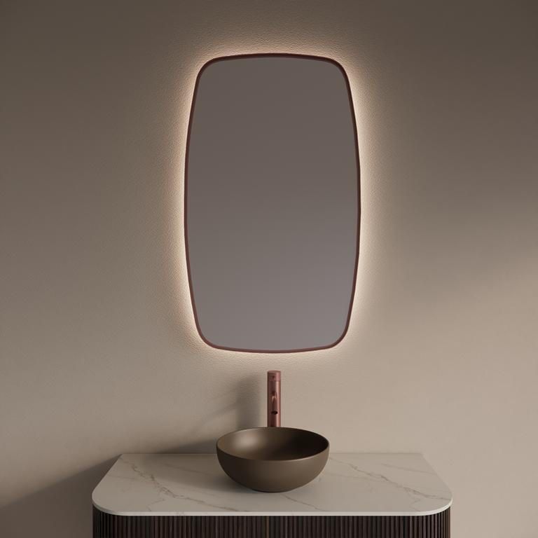 Gliss Design Spiegel Epos met Indirecte LED Verlichting en Verwarming 60x100cm Koper Rose