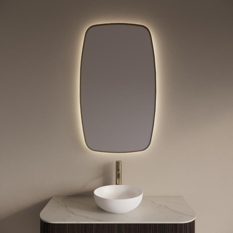 Gliss Design Spiegel Epos met Indirecte LED Verlichting en Verwarming 60x100cm Mat Goud