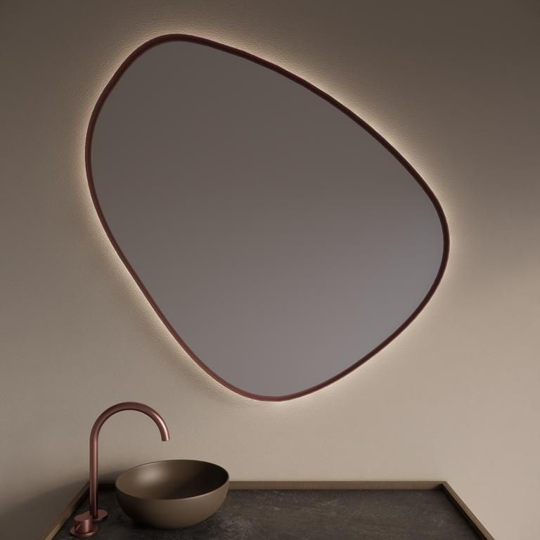 Gliss Design Spiegel Fenix met Indirecte LED Verlichting en Verwarming 80cm Koper Rose