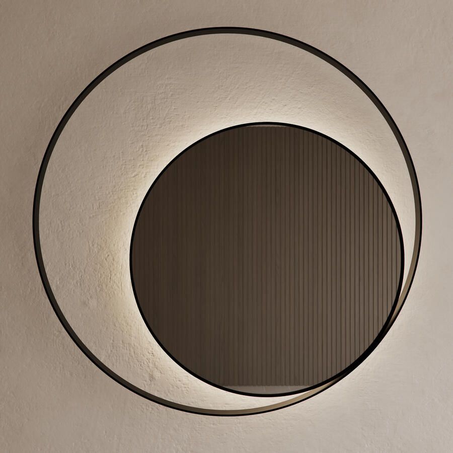 Gliss Design Spiegel Kosmos Mat Zwart met Frame en Indirecte LED Verlichting 120 cm