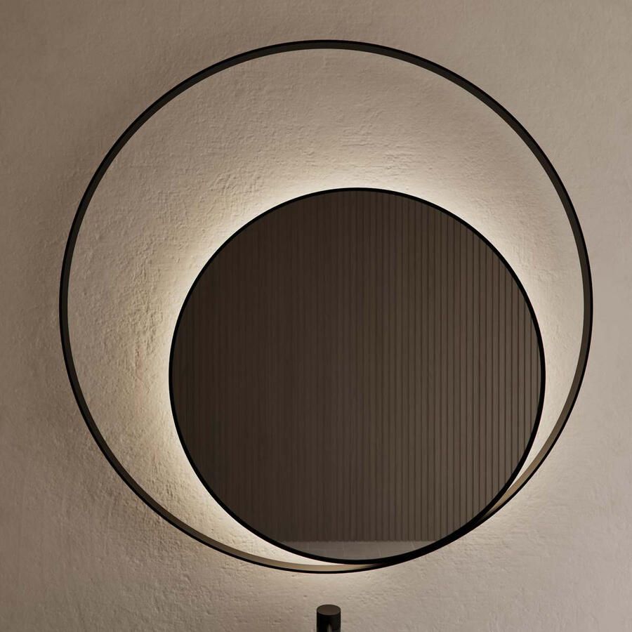 Gliss Design Spiegel Kosmos Mat Zwart met Frame en Indirecte LED Verlichting 120 cm - Foto 2