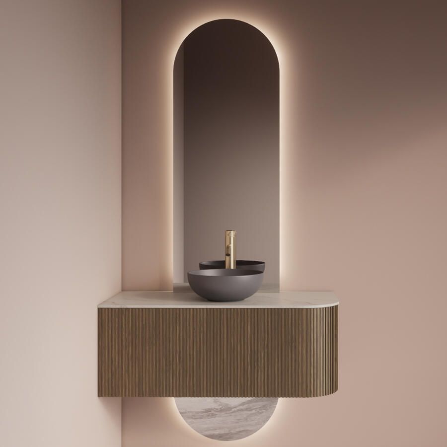 Gliss Design Spiegel Selene Tweedelig met Indirecte LED Verlichting en Verwarming 50x140 + 50x25 cm