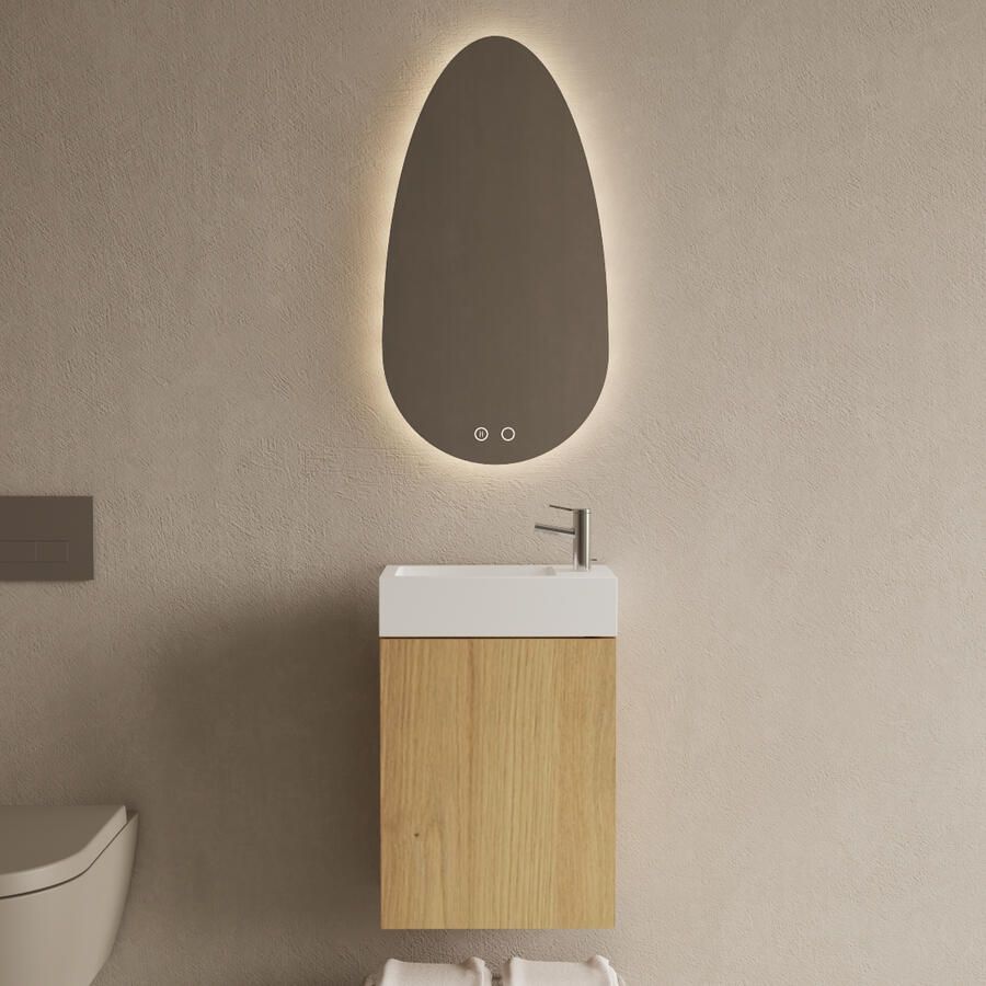 Gliss Design Toiletmeubel Set Riga Artisan Eiken Fontein Glans Wit