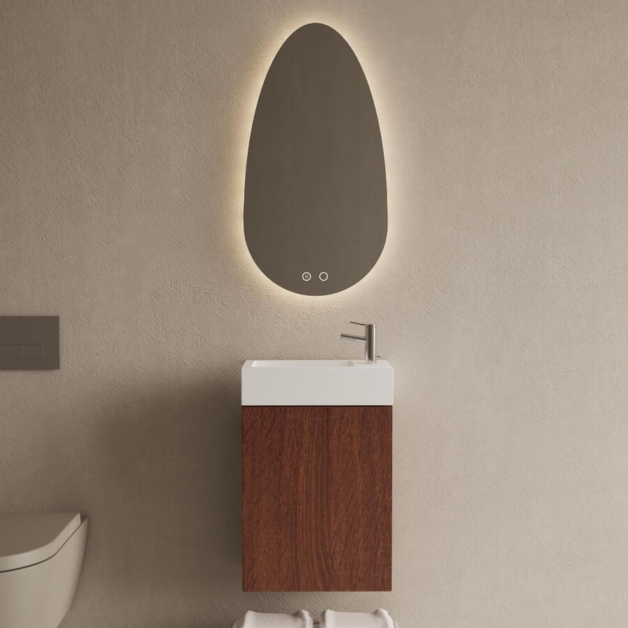 Gliss Design Toiletmeubel Set Riga Choco Eiken Fontein Glans Wit