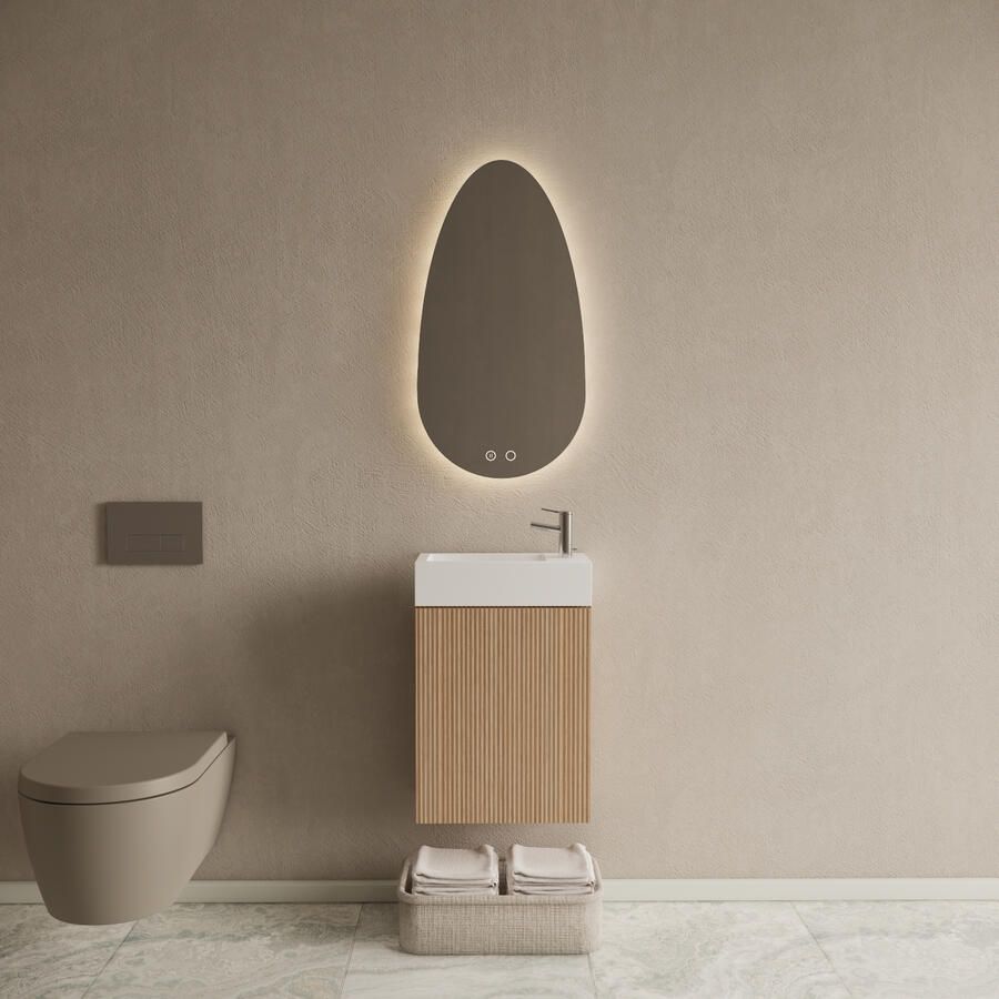 Gliss Design Toiletmeubel Set Riga Licht Eiken Japandi Fontein Glans Wit - Foto 2