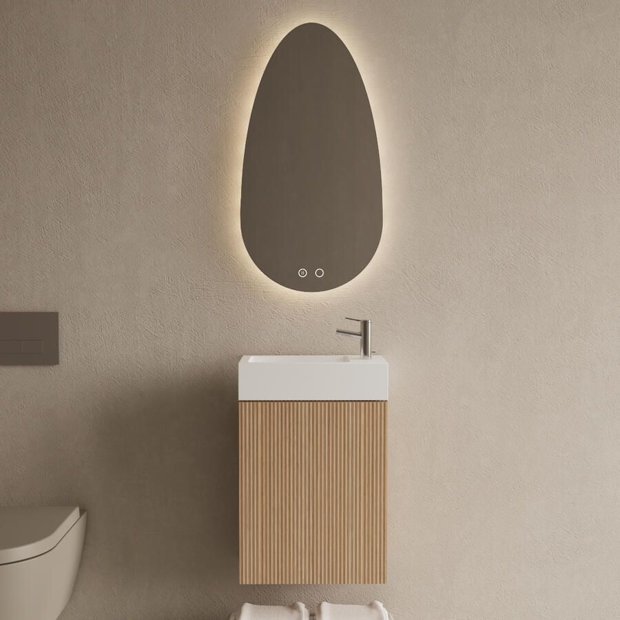 Gliss Design Toiletmeubel Set Riga Licht Eiken Japandi Fontein Glans Wit