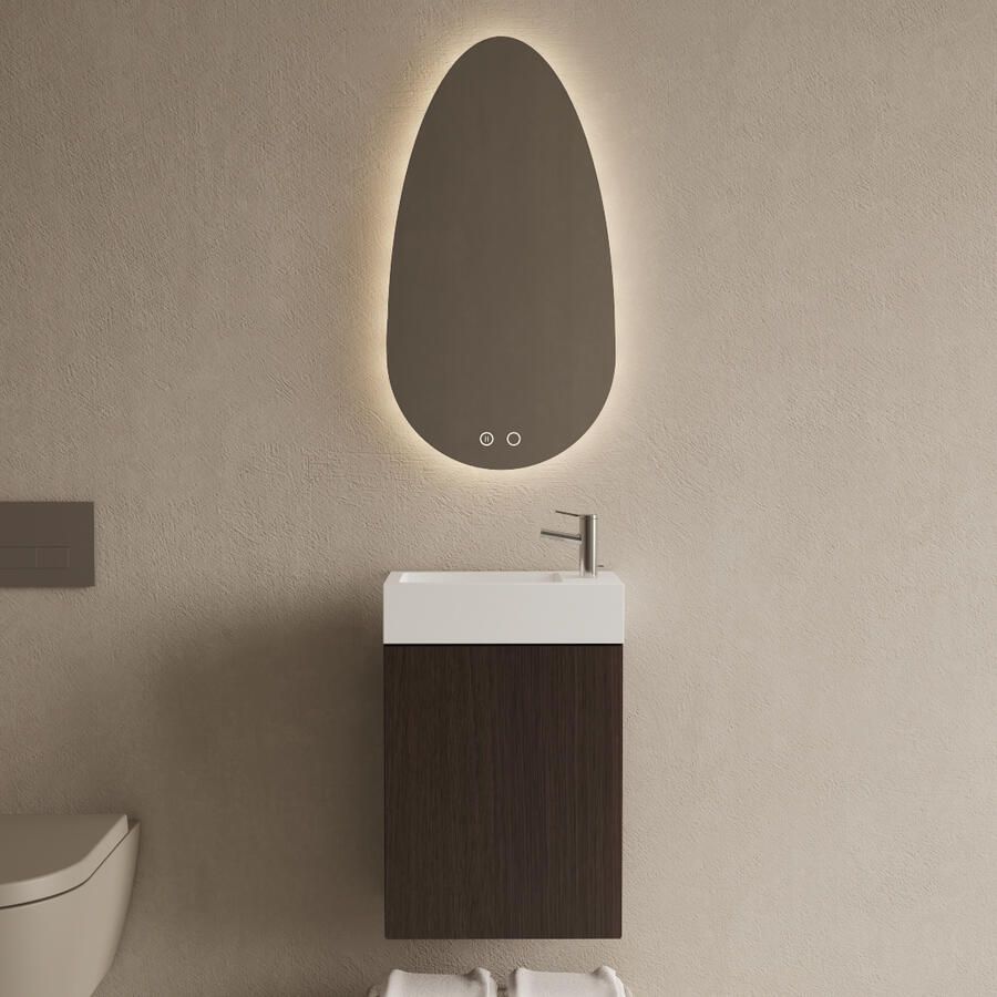 Gliss Design Toiletmeubel Set Riga Siena Eiken Fontein Glans Wit