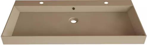Gliss Design Wastafel Lako 100 cm 2 Kraangaten Mat Cappuccino