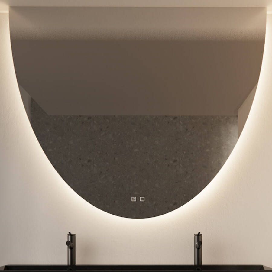 Gliss Design Spiegel Eos 100x120cm Met Ronding Naar Beneden En Spiegelverwarming