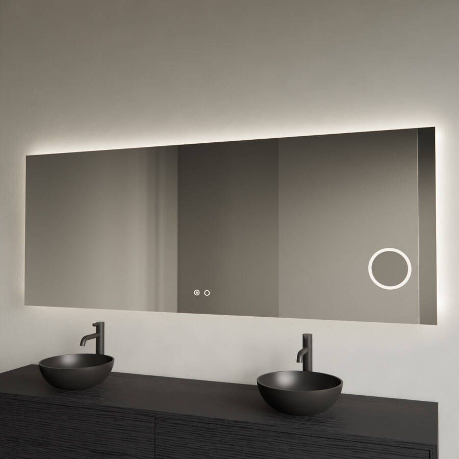 Gliss Design Spiegel Lumin Rechthoekig 120 x 70 cm Incl. Spiegelverwarming Scheerspiegel en Indirect LED-verlichting Rondom