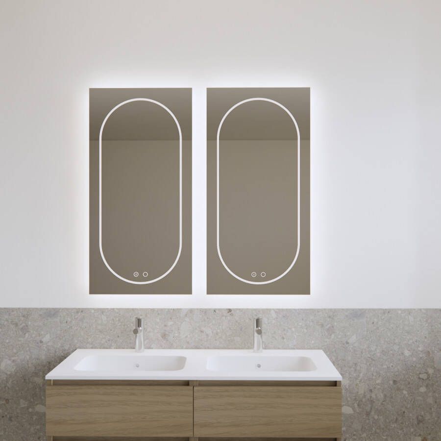 Gliss Design Spiegel Nova Verticaal 50x100 cm Incl. Spiegelverwarming Direct en Indirect LED-verlichting
