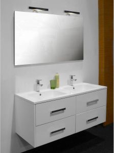 Nemo Go Alouette set 120 cm meubel compleet wit hoogglans met onderbouw tablet spiegel en verlichting SKU 926621