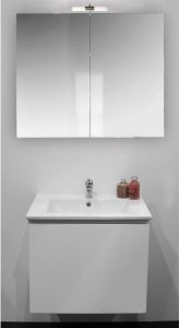 Nemo Go Joelle set 80 cm meubel compleet 1 lade wit hoogglans met onderbouw tablet spiegel en verlichting SKU 926627