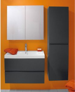 Nemo Go Roxanne set 80 cm meubel compleet anthraciet met onderbouw tablet spiegelkast en verlichting SKU 926612