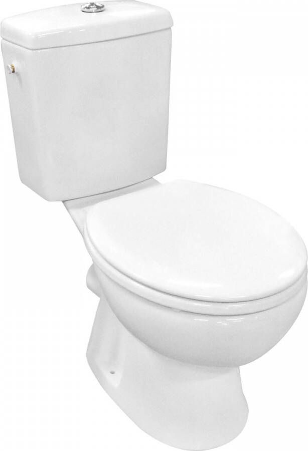 Nemo Go Carde PACK staand toilet Huitgang 19 cm met WCzitting reservoir met Geberit spoelmechanisme wit porselein met bevestigingsmateriaal 049055