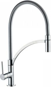 Nemo Go Elegance keukenmengkraan eengreeps met hoge draaibare bek met uittrekbare sproeier keramische schijven met flexibels verchroomd messing hoogte van kraan base 465 mm NI183