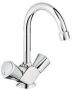 GROHE Costa S Wastafelmengkraan S-size trekwaste tweegreeps 1-gats 220mm hoogte 137mm uitloop draaibaar chroom - Thumbnail 1