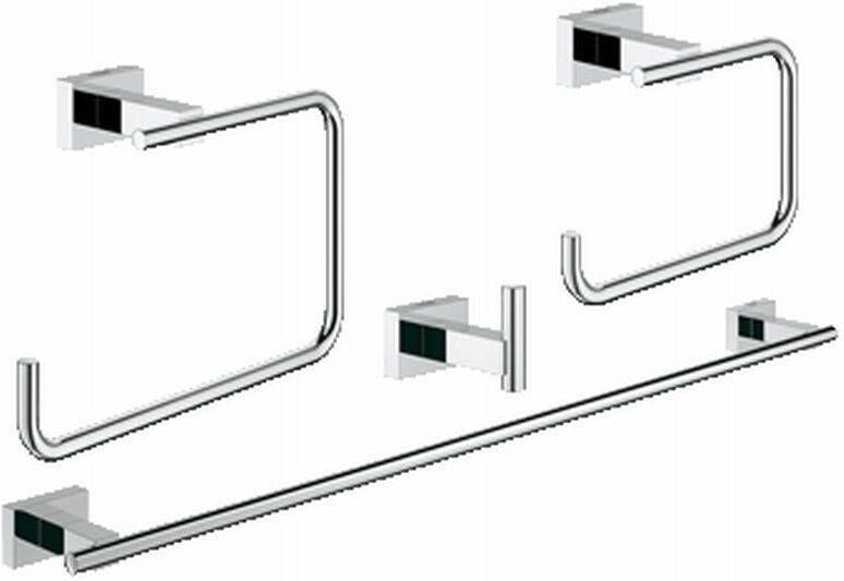 Grohe Essentials Cube Accessoireset 4-in-1 (haak-handdh-rolh-ring) Chroom