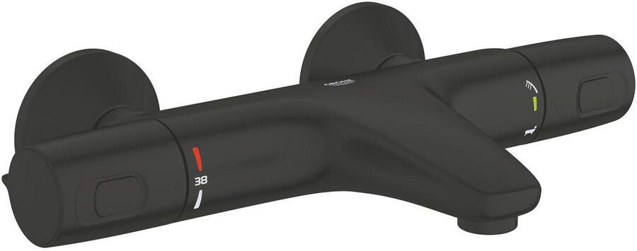 Grohe Precision Trend QuickFix Badkraan thermostatisch met omstel met koppelingen HOH=15cm matte black 1022162432