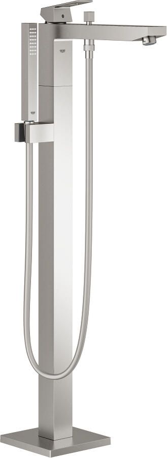 Grohe Eurocube Freestander badkraan m. omstel m. douchehouder m. handdouche en doucheslang 125cm supersteel 23672DC1