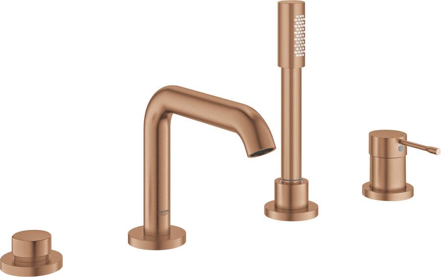 Grohe Essence New afbouwdeel voor 4-gats badrandcombinatie met omstel incl. baduitloop handdouche en doucheslang 200cm brushed warm sunset 19578DL1