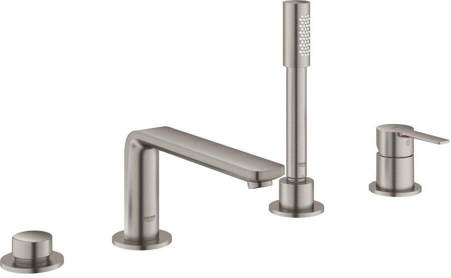 Grohe Lineare New afbouwdeel voor 4-gats badrandcombinatie m. baduitloop met handdouche en doucheslang 200cm supersteel 19577DC1