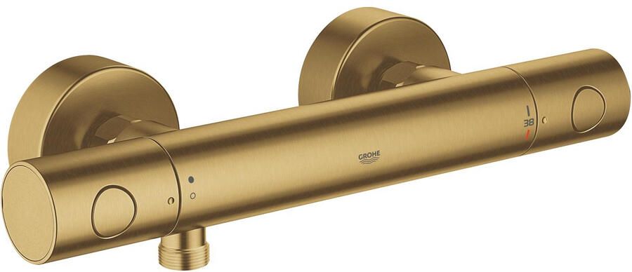 Grohe Grohtherm 1000 Cosmopolitan M douchekraan thermostatisch met koppelingen EcoJoy en volumegreep met ecobutton brushed cool sunrise 34065GN2