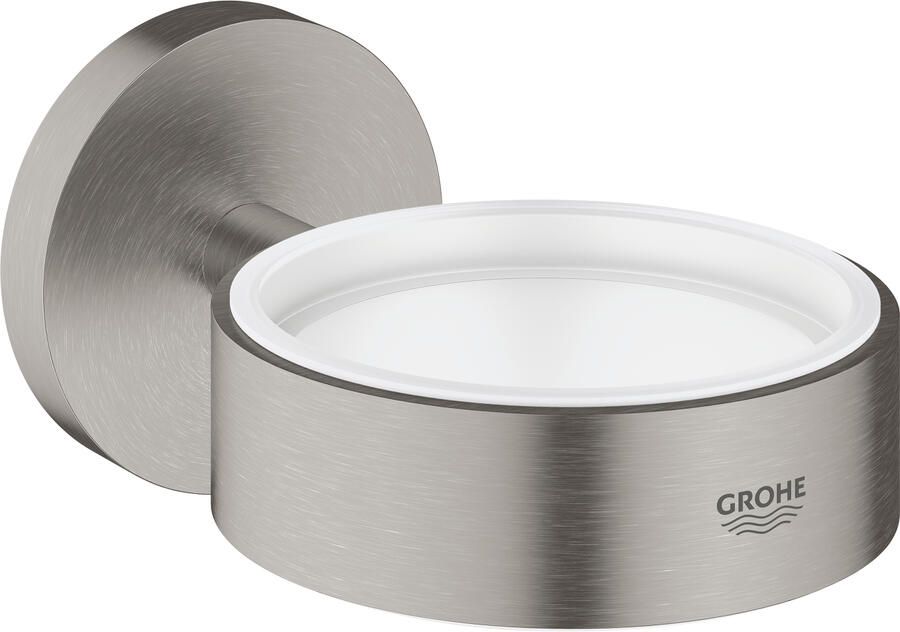 GROHE Essentials Glas - zeepschaaphouder rond wand 1 gats metaal supersteel