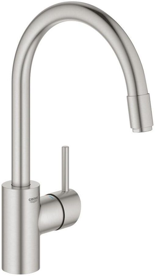 GROHE Concetto Keukenmengkraan eengreeps mousseur uittrekbaar 361mm hoogte 215mm voorsprong uitloop hoog draaibaar supersteel