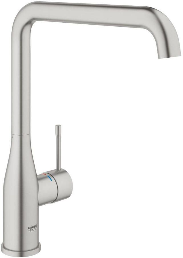 GROHE Essence New Keukenmengkraan eengreeps 300mm hoogte 220mm L-uitloop hoog draaibaar supersteel