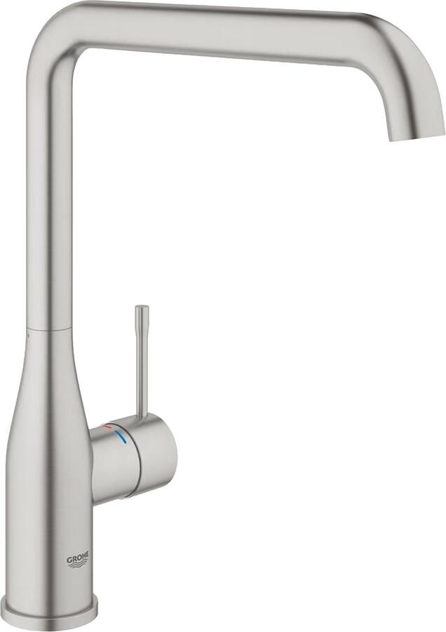 GROHE Essence New Keukenmengkraan eengreeps 300mm hoogte 220mm L-uitloop hoog draaibaar supersteel