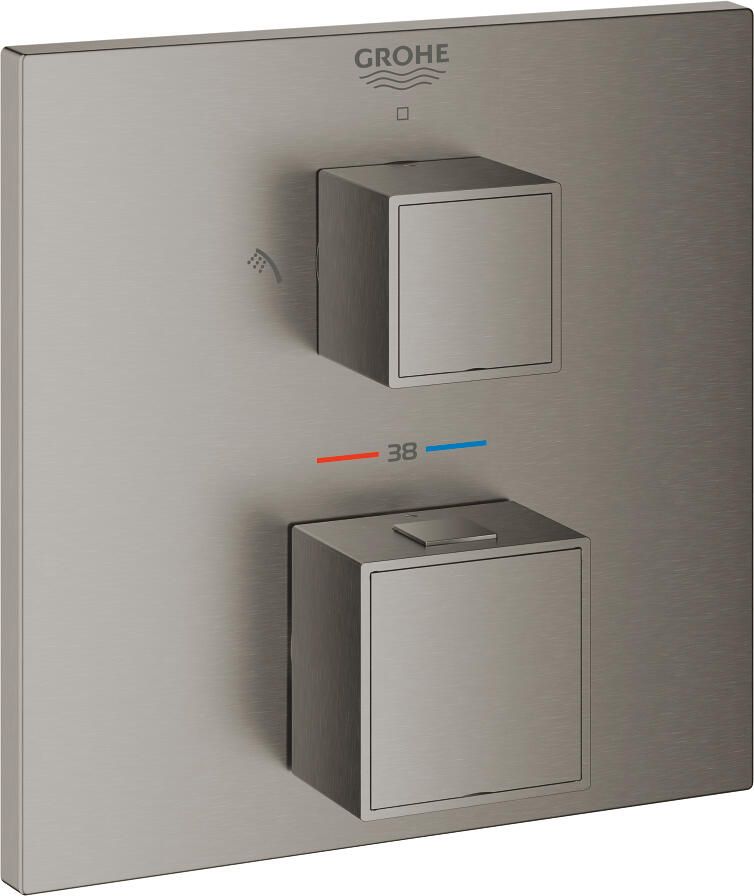 GROHE Grohtherm Cube afbouwdeel voor inbouw douchethermostaat met omstelling voor hoofd- en handdouche geborsteld hard graphite