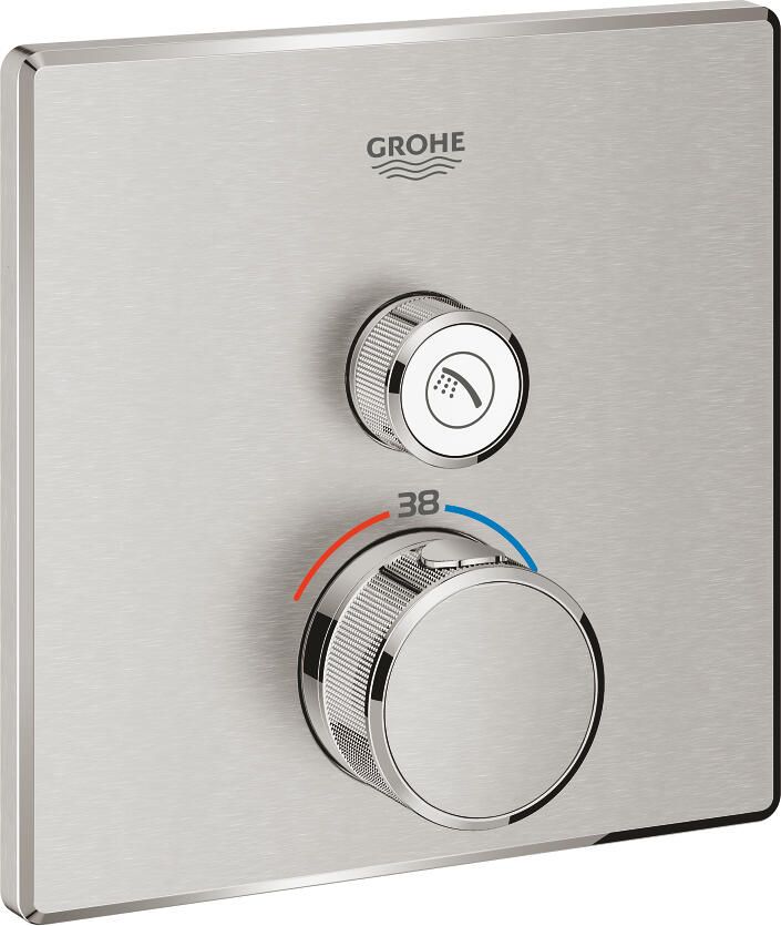 Grohe Grohtherm SmartControl Inbouwthermostaat 2 knoppen vierkant supersteel 29123DC0