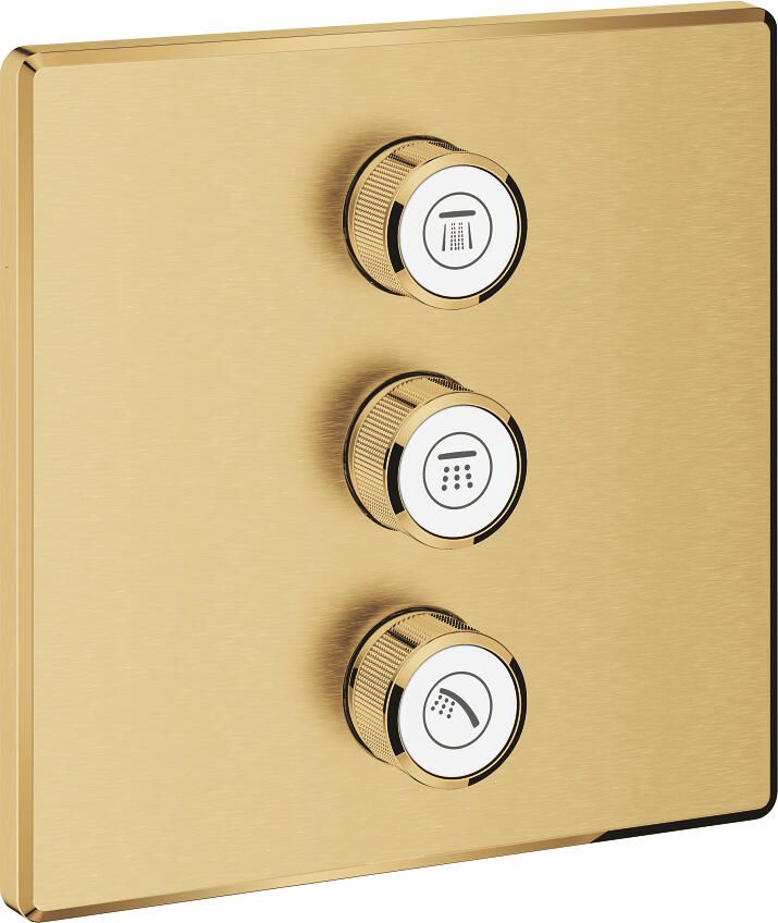 Grohe Grohtherm SmartControl afbouwdeel v. inbouwkraan volume (stopkraan) v. 3 functies vierkant brushed cool sunrise 29127GN0