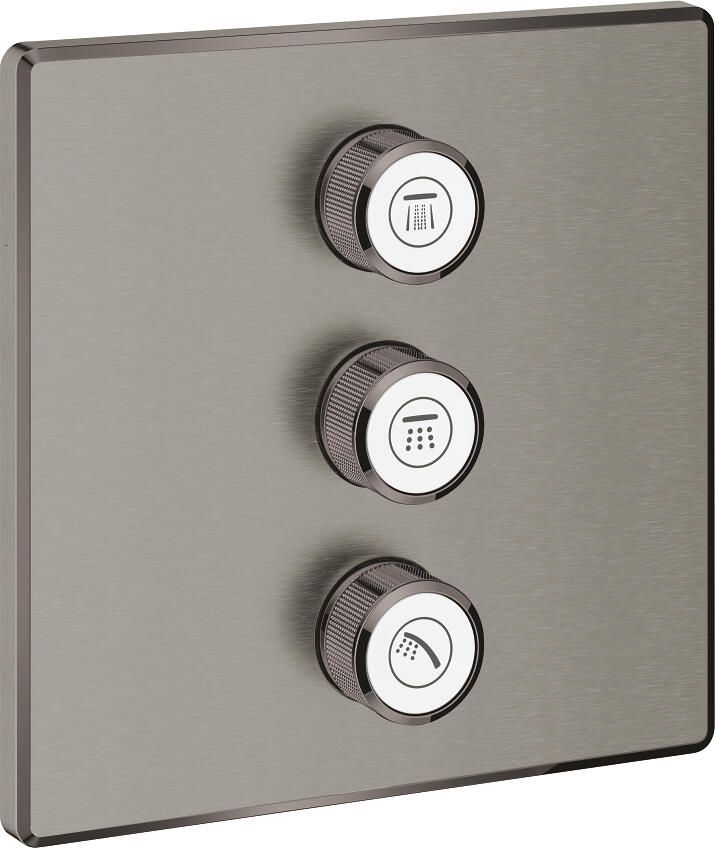 Grohe Grohtherm SmartControl afbouwdeel v. inbouwkraan volume (stopkraan) v. 3 functies vierkant brushed hard graphite 29127AL0