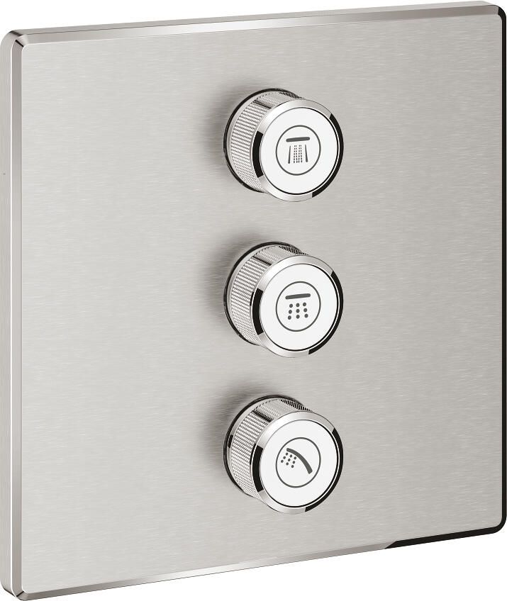 Grohe Grohtherm SmartControl afbouwdeel v. inbouwkraan volume (stopkraan) v. 3 functies vierkant supersteel 29127DC0